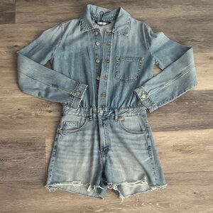 NWOT Zara Light Blue Denim Button-Up Romper